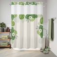 thumbnail image 6 of No Hook Shower Curtain, Palm Leaves Shower Curtains for Bathroom with See Through Top Window, Farmhouse Summer Tropical Leaf Flowers Waterproof & Washable Bath Curtain Extra Long 72"x84", 6 of 9