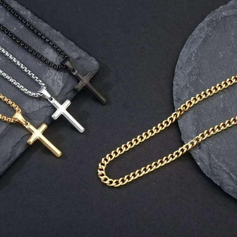 Dropship Cross Necklace For Men Women Stainless Gold Layered Rope Chain  Cross Pendant Necklace Simple Gifts Chain Necklace 16-26 Inches Chain to  Sell Online at a Lower Price