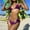 Purple, variant on Plus Swimsuit Women Rhinestone Halter Sexy 2 Piece Bikini Sets Cheeky High Cut Scrunch Butt Womens Beach Wear S