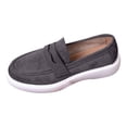 thumbnail image 2 of Women’s Casual Slip On Loafers Faux Suede Lightweight Non Slip Walking Flat Platform Dress Orthotic Shoes Gray Size 7, 2 of 7