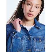 Free Assembly Women's Cropped Denim Jacket with Long Sleeves, Sizes XS-2XL