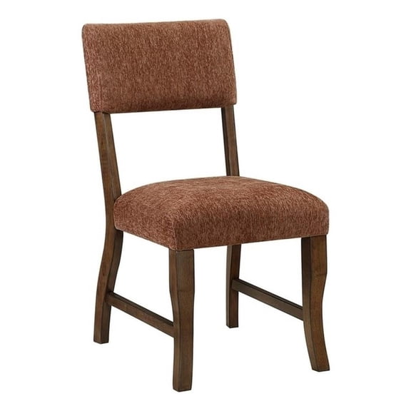 Pemberly Row Chenille Upholstered Dining Side Chair with Wood Frame in Rust