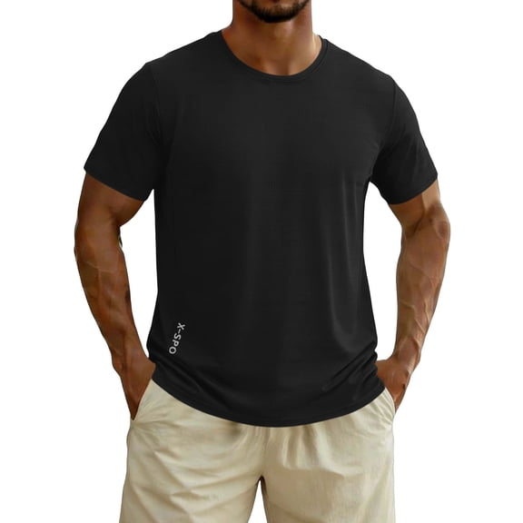 Yaoyar Mens T Shirt - Athletic Performance Short Sleeve Running Workout Tee - Moisture Wicking Crewneck Shirts for Men
