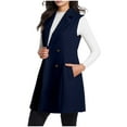 thumbnail image 4 of 2025 Trendy Long Vest for Women Sleeveless Tweed Blazer Fall Jackets Cardigan Outerwear Double Breasted Trench Coats, 4 of 9