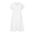 thumbnail image 4 of fheaev Plus Size Summer Dresses For Women 2024 Eyelet Embroidery V Neck Short Sleeve Midi Dress T-Shirt Dress, 4 of 6