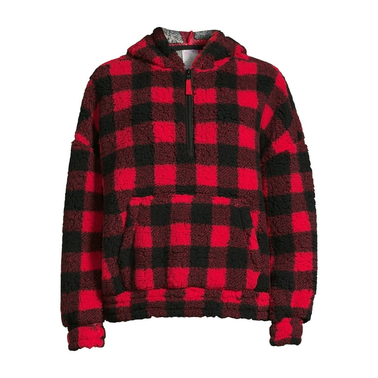 No Boundaries Juniors Printed Half Zip Faux Sherpa Hoodie Walmart