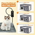 thumbnail image 6 of Indoor Heated Cat House, Adjustable Temperature Cat Heating Bed with Timer and Chew Resistant Cord, Large Cat House with Heating Pad for Small Medium and Large Cats, 6 of 8