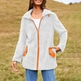 thumbnail image 5 of Hjlmsx Women's Sherpa Fleece Jacket Casual Lapel Collar Zip Up Jackets Loose Winter Coats Warm Fuzzy Outwear with Pockets White S, 5 of 9