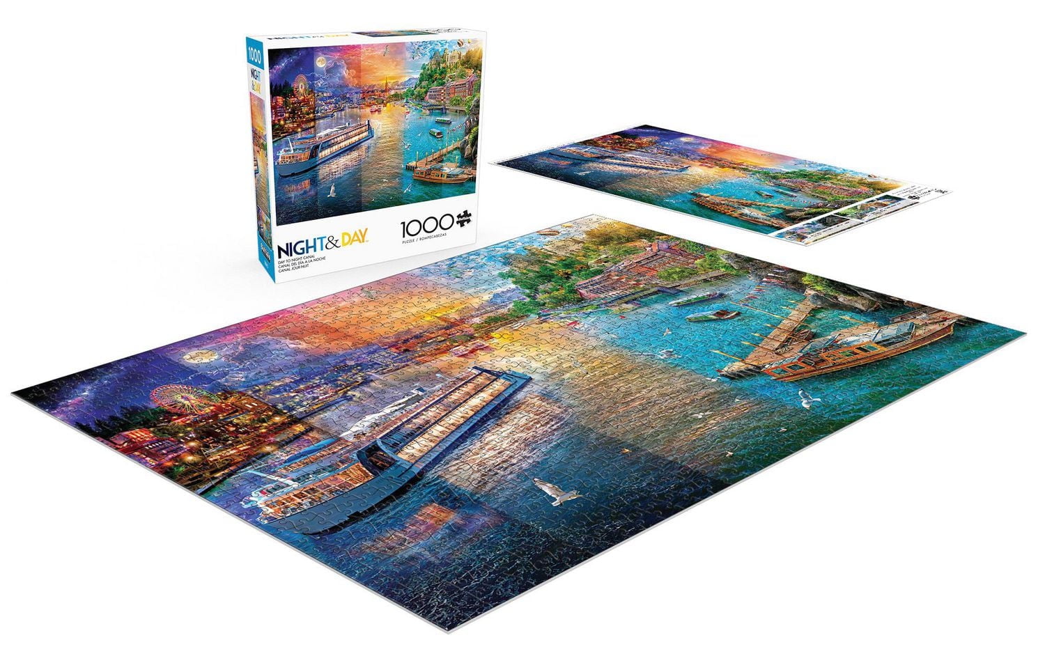 Buffalo Games - Le puzzle Night & Day - Day to Night Canal - en 1000 pièces