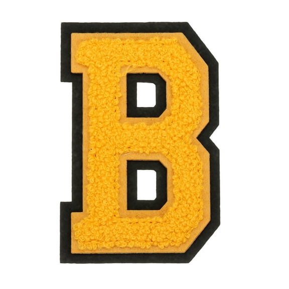 4" Chenille Letter Patches,Yellow Chenille Initial A-Z Patches (Letter B)