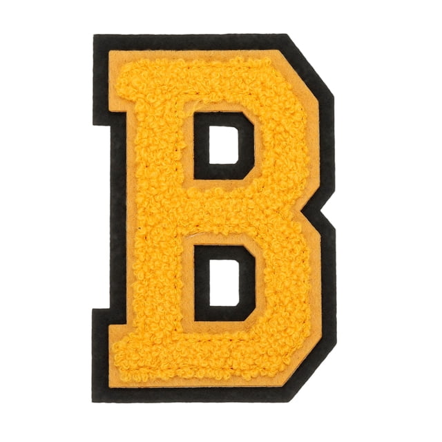 Parches de letras de chenille de 4", parches de iniciales de chenille amarillos A-Z (letra B)