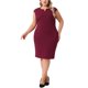 thumbnail image 5 of Vestido de tubo sin mangas de talla grande para mujer Agnes Orinda, con escote en V, casual, midi, con cremallera, 1X burdeos, 5 of 8