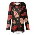 thumbnail image 5 of Hogleaql Valentine's Tops for Women V Neck Comfortable Long Sleeve Shirts Love Heart Print Trendy Cute Loose Mid-Length Tops Black L, 5 of 6