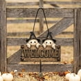 thumbnail image 4 of Lilixerw Halloween Ghost Welcome Decoration, Dual Witch Hat Ghost Hanging Plaque with Bell Accent, for Front Door, Porch and Entryway Wall Display, 4 of 6