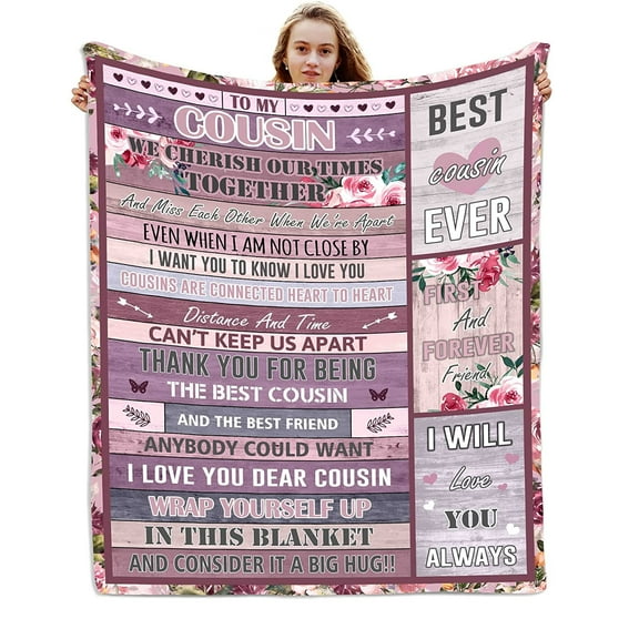 LHSHID Cousin Gifts for Women Blanket Best Cousin Gifts Gifts for Cousins Female Cousins Make The Best Friends to My Favorite Cousin Birthday Graduation Throw Blankets 30x40in