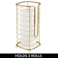 thumbnail image 3 of mDesign Metal Free Standing Toilet Paper Stand, Holds 3 Rolls - Soft Brass, 3 of 7
