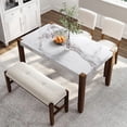 thumbnail image 3 of Harper & Bright Designs 3 Piece Modern Rubberwood Space Saving Dining Table with Chair & Bench Off-White, 3 of 17