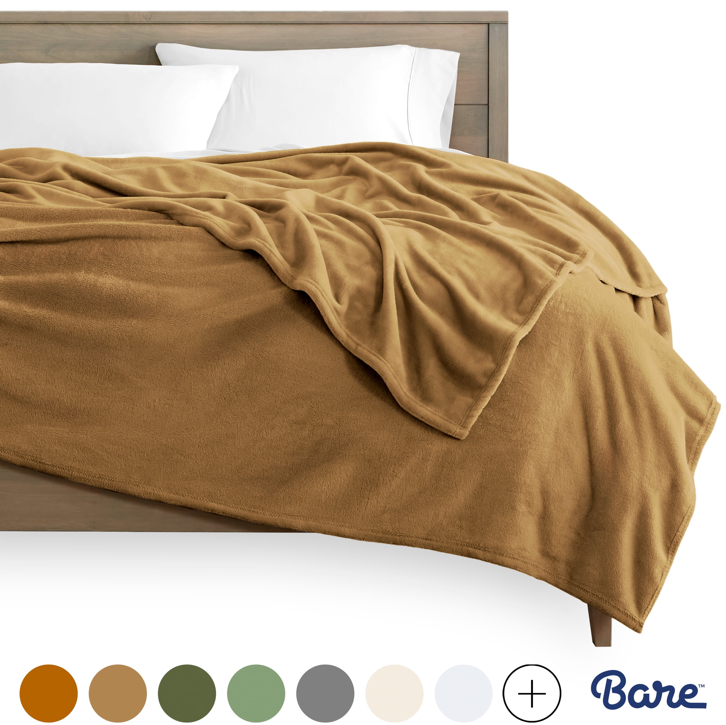 Bare Home Ultra Soft Microplush Fleece Blanket (Full/Queen, Saddle