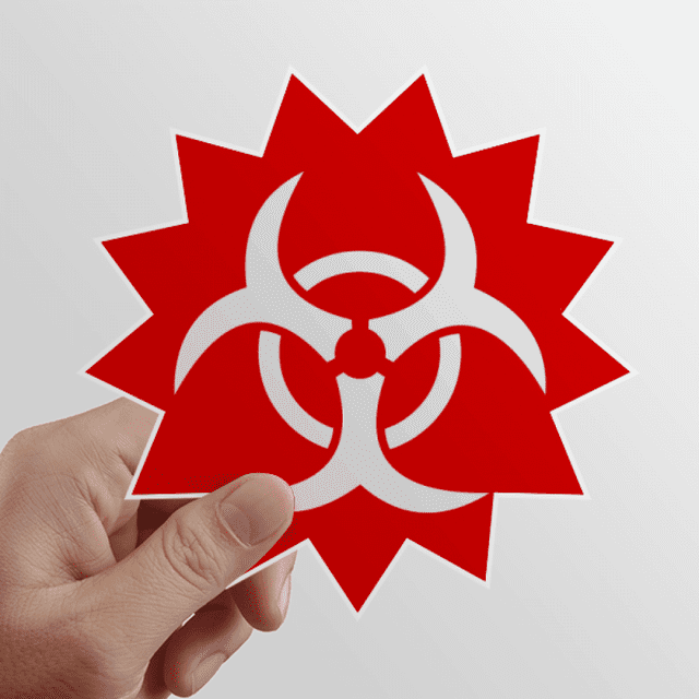 Infection Red Square Warning Mark Sun Vinyl Sticker Luggage Graffiti Flower Decal
