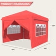 thumbnail image 5 of Instant Canopy 10x10 Pop Up Canopy Tent with 4 Sidewalls, Portable Shelter Enclosed Gazebo, Easy Set up Outdoor Sun Shade for Events, Parties and Camping Bonus 4 Ropes and 8 Stakes(Red), 5 of 5