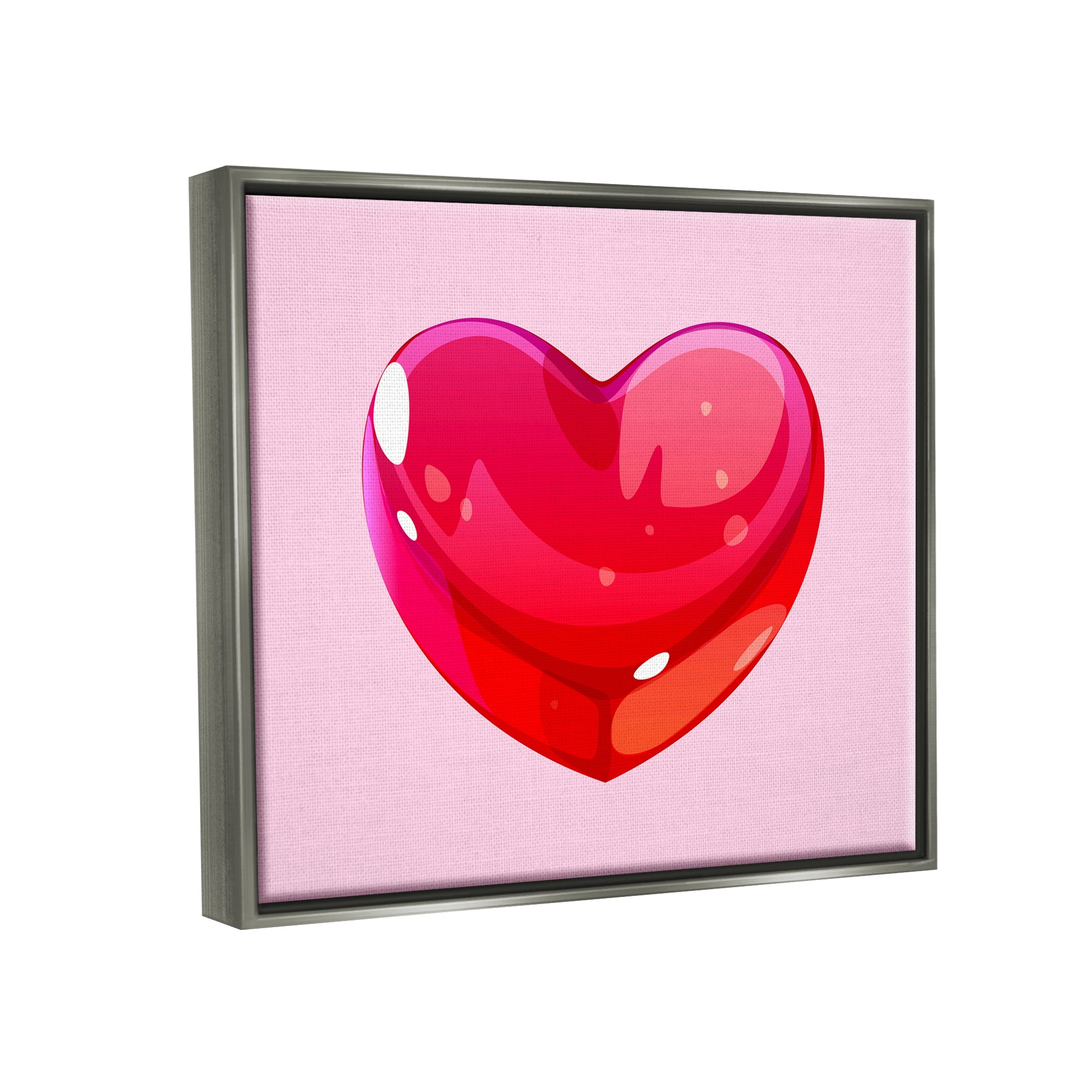 Stupell Industries Red Gummy Heart Food & Beverage Painting Gray Floater Framed Canvas Art Print Wall Art, 31 x 25
