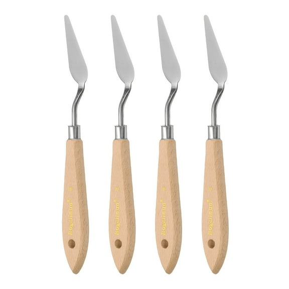 4 Pieces 8# Painting Palette Knife Pointy Stainless Steel Art Spatula Scraper Mixing Tools