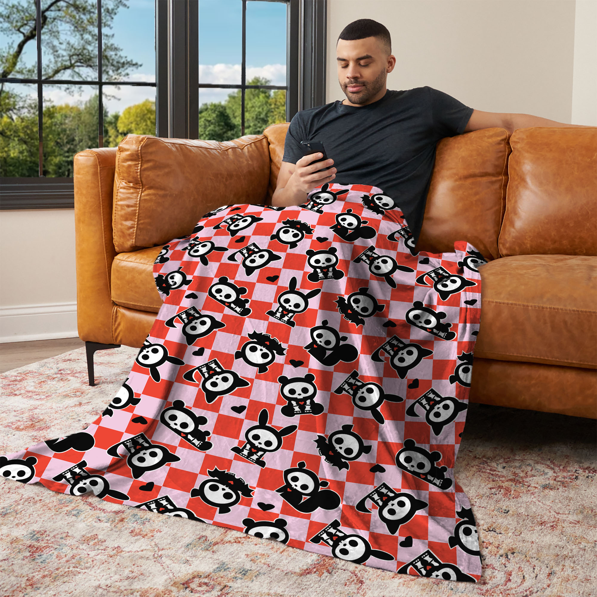 Hasbro Skelanimals Checked Skelanimals Silk Touch Throw Blanket 50x70 inches