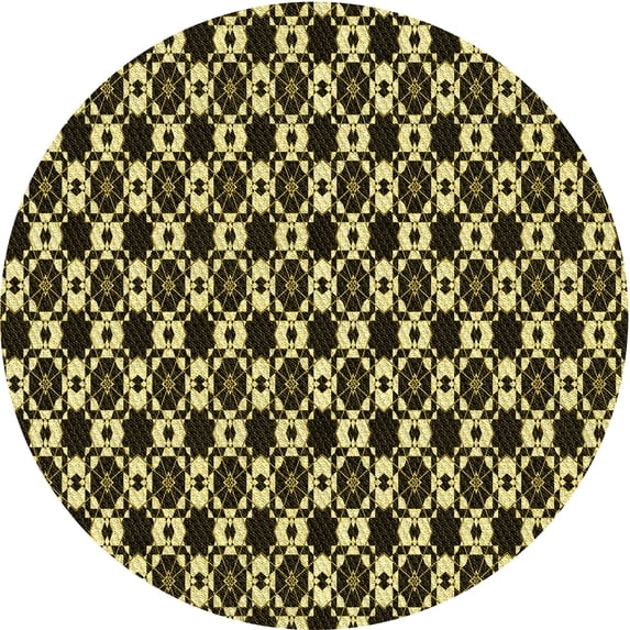 Ahgly Company Machine Washable Indoor Round Transitional Metallic Gold Area Rugs, 8' Round