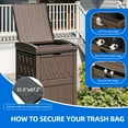 thumbnail image 4 of Dextrus 36 Gallon Outdoor Trash Can, Waterproof Resin Garbage Bin with Drip Tray & Lid, Trash Bin,for Porch, Backyard, Dark Brown, 4 of 10