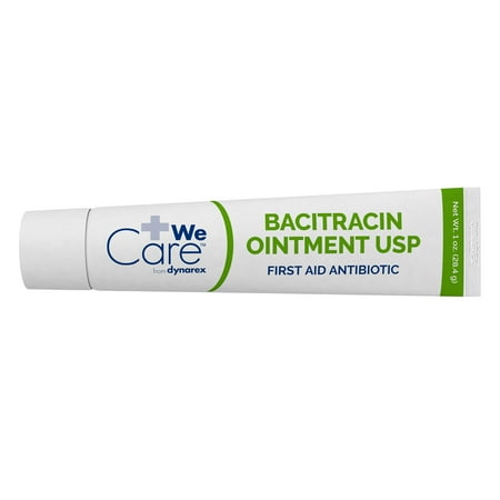 Dynarex Bacitracin Topical Ointment USP - First Response Wound Care Supplies - Helps Keep Minor Cuts, Scrapes, & Wounds Clean - 1 Case of 72–1 oz. Tubes