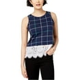 thumbnail image 4 of maison Jules Womens Lace Trim Tank Top, Blue, XX-Small, 4 of 4