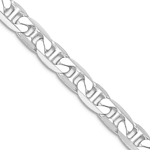 925 Sterling Silver Rhodium Plated 7mm Flat Nautical Ship Mariner Anchor Chain Necklace 24 Inch Chain Necklace for Women
