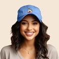 thumbnail image 3 of Dalix Strawberry Milk Embroidered Womens Cotton Dad Hat Baseball Cap in Light Blue, 3 of 5