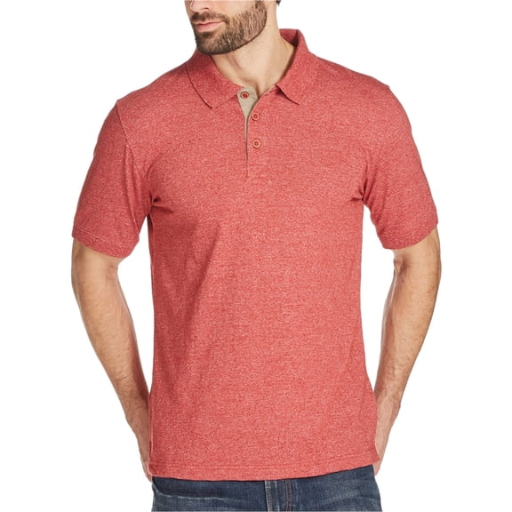 Weatherproof Mens SS Melange Polo Shirt, Red, Small