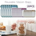 thumbnail image 2 of Vensio -20Pcs Reusable Mason Jar Ziplock Bags in 3 Sizes, Portable Leak-Proof Food Storage Pouches for Snacks Cookies and Sandwiches, Travel Picnic and Camping Bags, 2 of 11