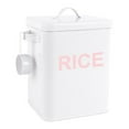 thumbnail image 4 of Contenedor de arroz de hierro, bote de harina, recipiente hermético para almacenar alimentos, contenedor de arroz de metal. Blanco M, 4 of 9