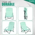 thumbnail image 6 of Sunnyfeel Folding Low Beach Chair, Breathable Mesh Lawn Chair with Detachable Cup Holder & Padded Armrests for Beach Camping Patio, 2 Pack, Mint Green, 6 of 7