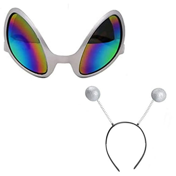 Alien Headband and Glasses Martians Headband Glitter Head Boppers Sunglasses Alien Costume Accessories