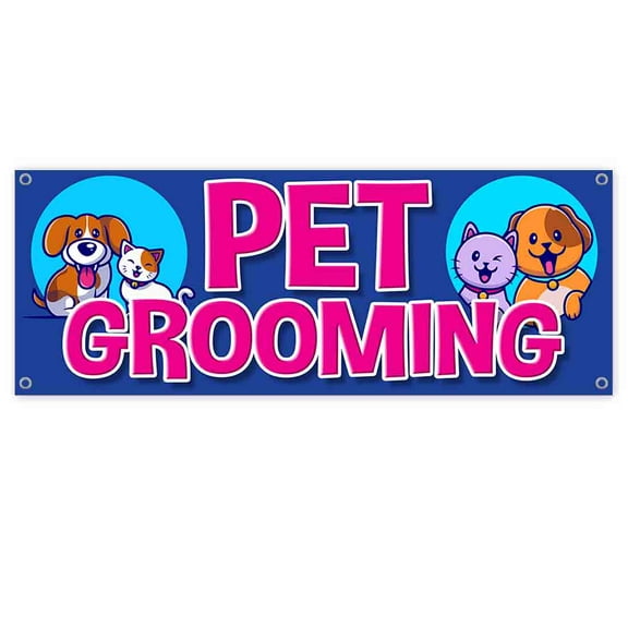 Pet Grooming 13 oz Vinyl Banner With Metal Grommets