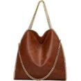 thumbnail image 1 of LHSHID Vegan Leather Hobo Bag for Women PU Leather Shoulder Bag Large Handbag Totes Trendy Chain Purse Top Handle Bag, 1 of 7