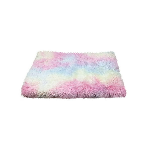 PureCasa 2-in-1 Removable Plush Dog Cat Bed for Autumn Winter, Washable Non-Slip Fluffy Pet Bed Cushion, Sleeping Pad for Small Cats Dogs, Modern Decor, Rectangle, 1 Pack, 22"x24", Multicolor