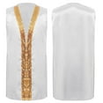 thumbnail image 4 of Doomiva Girls Boys Sequins Satin Dance Tunic Liturgical Praise Dance Top Sleeveless Open Front Split Worship Choir Robe White 12, 4 of 4