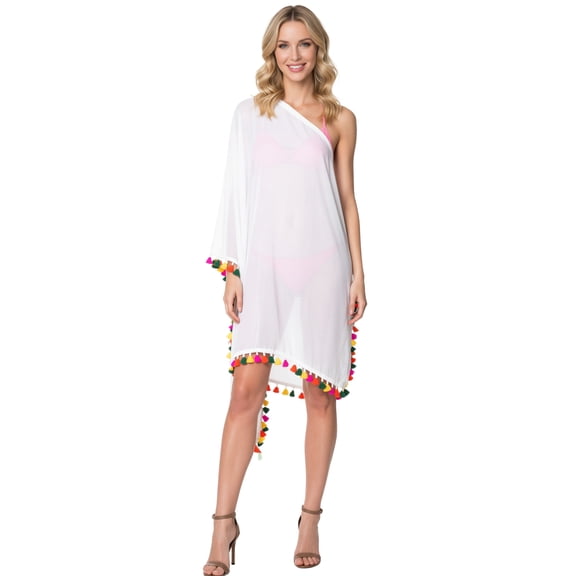 HAPPY BAY Women's Beachwear Swimsuit Coverups for Women Summer Swim Beach Dress Cover ups for Swimwear Women Loose Wear Bathing Suit Cover-up for Women 1X-2X Pearl, Solid