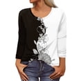 thumbnail image 2 of YDKZYMD Women's Black V Neck Clothes Cute Printed T Shirts Plus Size 3/4 Sleeve Blouses Graphic Casual Sexy Tops for Women White 3XL, 2 of 5