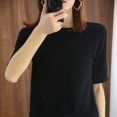 thumbnail image 4 of Camiseta lisa de manga corta de punto de Cachemira, Top holgado con cuello redondo rizado, 22 de primavera, novedad, 4 of 4