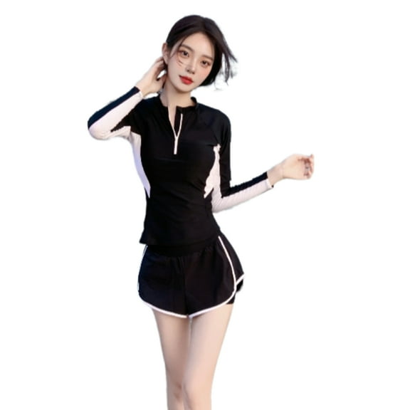 Two Pieces Tankini Swimsuits for Women Long Sleeves Bathing Suit Female Sport Swimwear with Shorts for Beachwear