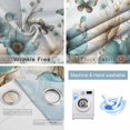 thumbnail image 2 of Teal Tulip Butterfly Blackout Curtains for Bedroom, Beige Turquoise Floral Blue Coastal Thermal Insulated Kitchen Drapes with Grommets, Light Blocking Window Treatment, 2 Panels 42" x 45", 2 of 7