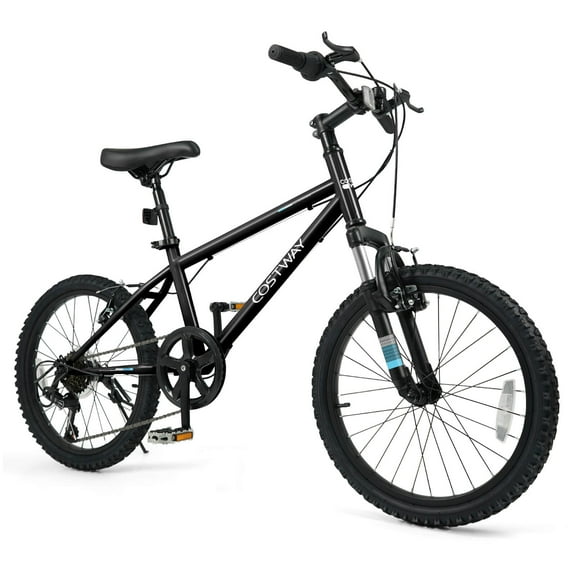 Costway 20 Inch Kids Mountain Bike for Boys Girls Aged 8 Years Old with Suspension Fork Black
