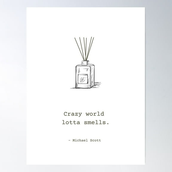 Kna Prints - Michael Scott Crazy World, Lotta Smells Quote From Tv Show The Office - Whimsical Bathroom Art Collection Poster, UNFRAMED-8x12