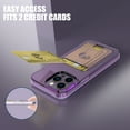 thumbnail image 3 of Dteck iPhone 14 Pro Max Clear Case with Card Holder, Slin Fit Hybrid TPU PC Anti-Yellowing Transparent Wallet Case for iPhone 14 Pro Max,Purple, 3 of 7